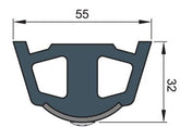 VETUS Vinyl rubbing strake, white, TRAP5S 55 x 34 mm, excl. inlay, coil of 30 m, (price per m) TRAP5SWL